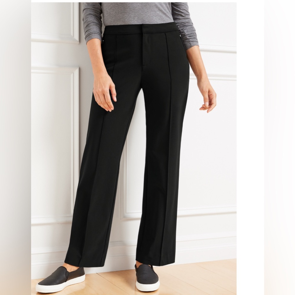 NWT Talbots Wide Leg Pants Black Trousers Straight-Leg High-Waisted